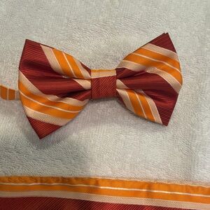 Elegant Striped Bow Tie - Red and Orange